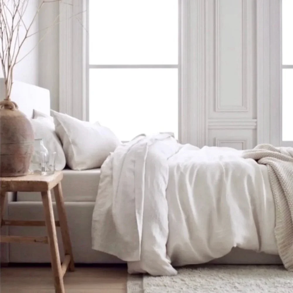 NWOT Quince European Linen Sand Light Tan Queen Duvet Cover